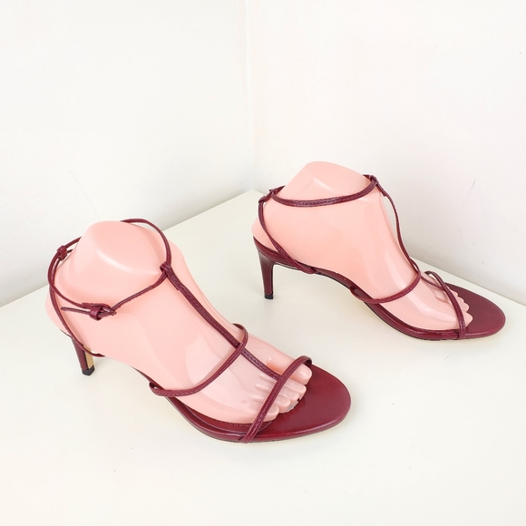 Zara women leather strappy heel sandals red size 10 - Picture 6 of 15